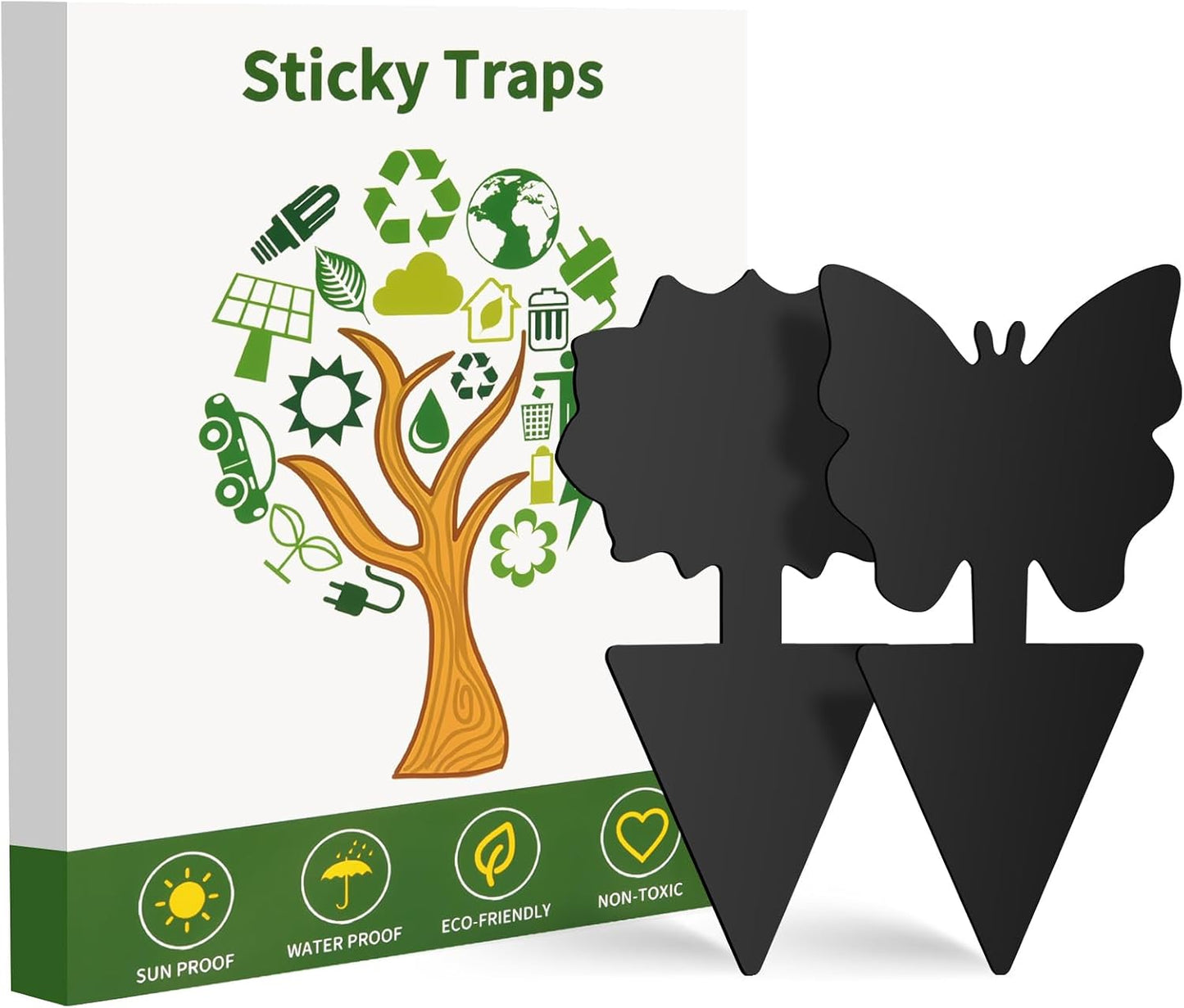 Fruit Fly Traps, 100 Pack Yellow Sticky Traps, Fungus Gnat Traps, Plant Fly Stickers for Indoor and Outdoor Use Protect The Plant