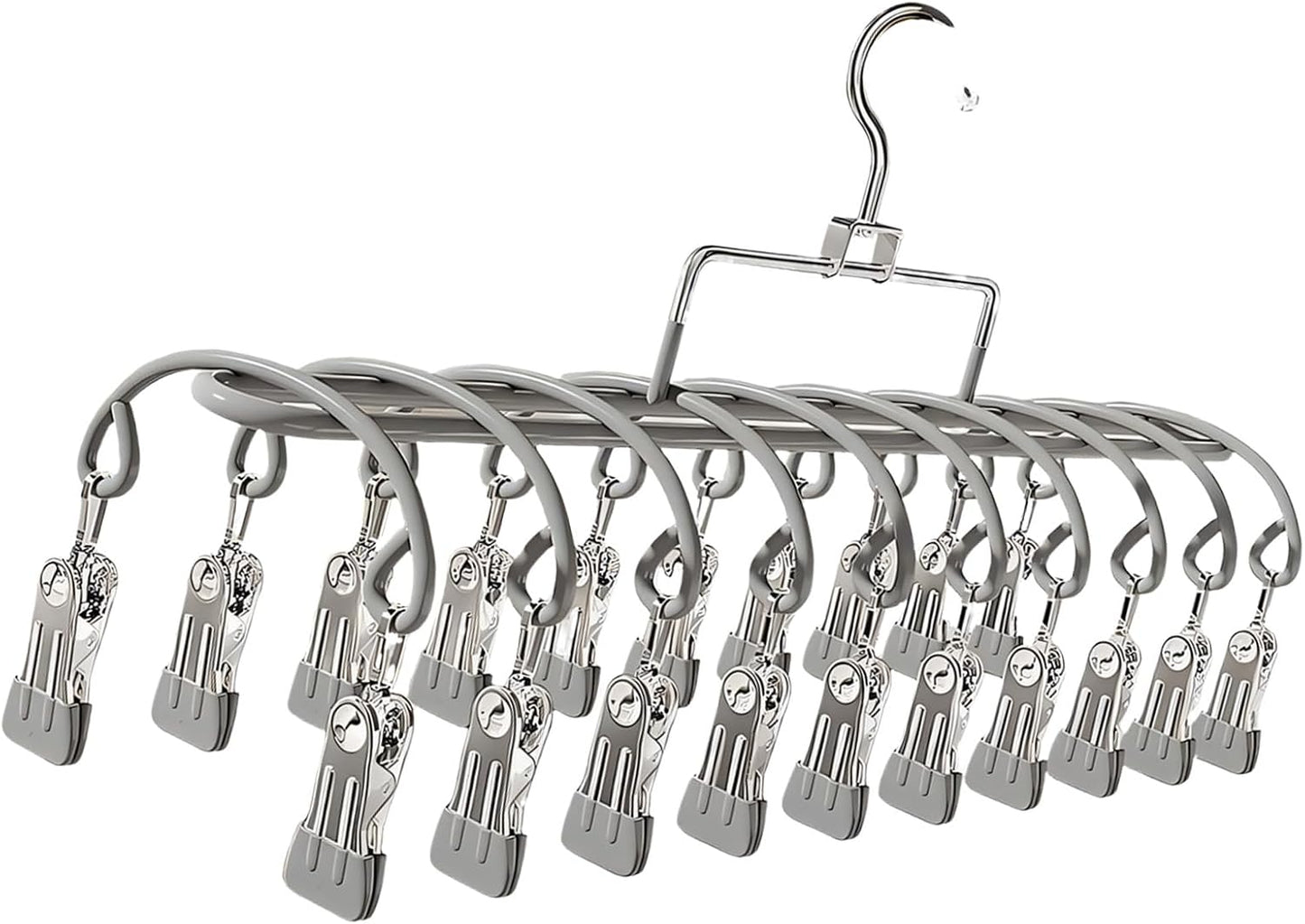 Stainless Steel Garment Hanger 20 Secure Foldable Clips Home Vacation Accessory Outdoor Portable Garment Drying Hanger