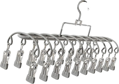 Stainless Steel Garment Hanger 20 Secure Foldable Clips Home Vacation Accessory Outdoor Portable Garment Drying Hanger