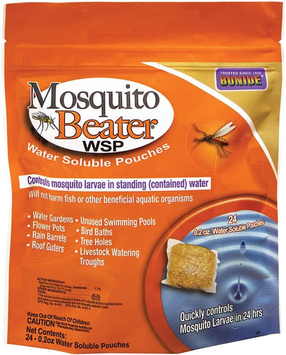 Bonide Mosquito Beater Water Soluble Pouches, Pack of 24 Pouches Control Mosquito Larvae in Standing Water, Won't Harm Fish
