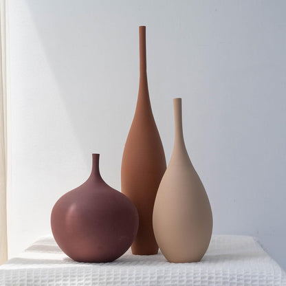 Relexome White Ceramic Vase Modern Boho Wabi-Sabi Flower Vase Set of 3 Decorative Aesthetic Vases for Centerpieces Pampas Matte Minimalist Vases for Living Room Table Shelf Home Decor Gift
