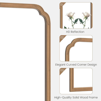 WallBeyond Full Length Mirror Wall Mounted 65"x22", Rustic Wooden Frame Floor Mirror, Large Full Body Mirror for Bedroom, Leaning or Hanging Against Wall, Natural