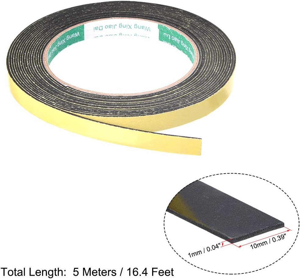 uxcell Sealing Foam Tape 5mm Wide 3mm Thick 4m/13ft Long, Self Adhesive Weather Strip for Window Door Insulation, Pack of 2