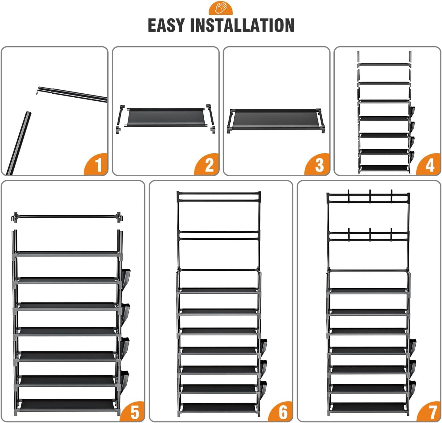 OYREL Shoe Rack 5 Tier Shoe Organizer Storage 15-20 Pairs Shoes Rack for Closet Entrance Shoe Rack Organizer with Hooks and Side Pocket Entryway Shoe Holder Space Saving Free Standing Shoe Racks