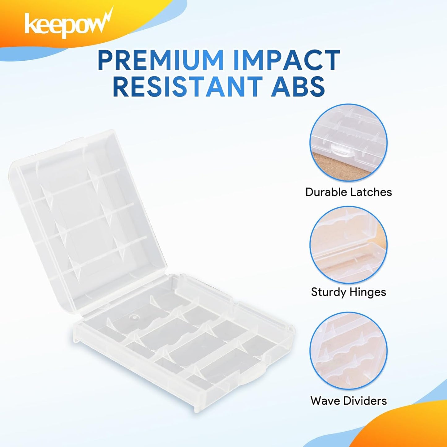 KEEPOW 12 Pcs AA/AAA Battery Storage Case Holder Box, Clear Color