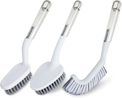 3 Pack Shower Scrub Brush Set, Stiff Bristles Grout Cleaner Brush, Scrub Brushes for Cleaning Bathtub, Bathroom, Shower, Tile, Carpet, Kitchen, Sink, Floor (Green)