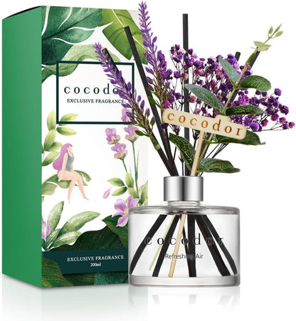 COCODOR Flower Reed Diffuser Set / 6.7oz / Cashmere Vanilla/Scent Diffuser with Sticks Home Fragrance Reed Diffuser for Bathroom Shelf Decor