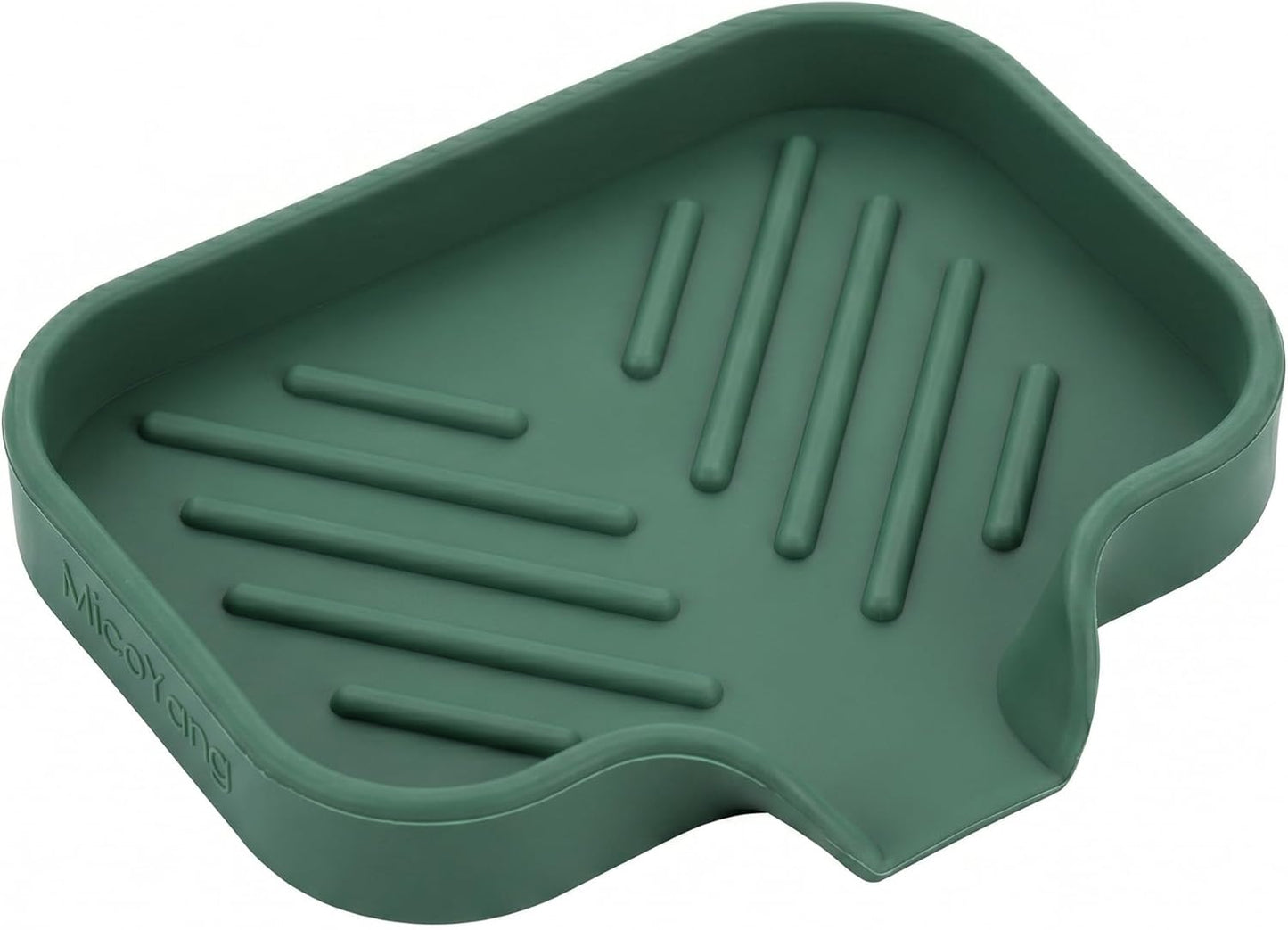 MicoYang Silicone Bathroom Soap Dishes with Drain Spout-Bathroom and Kitchen Sink Organizer,Sponge Holder,Dish Soap Tray,Perfect for Dispenser,Scrubber,Bottle,Cup on Sink or Counter-Coffee 4.9"×3.2"
