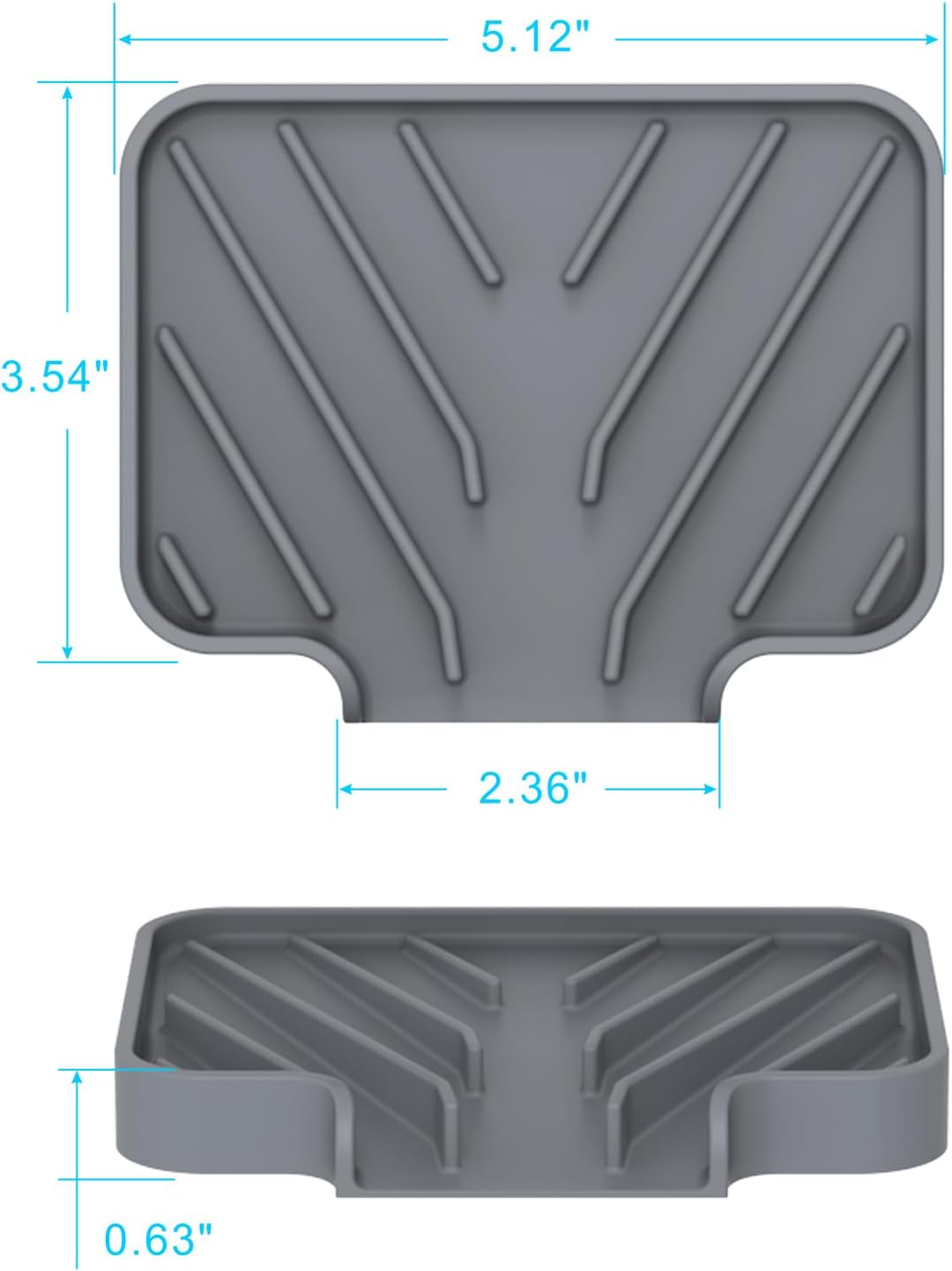 Sponge Holder for Kitchen Sink, Dish Sponge Holder & Soap Tray with Drain, Bathroom Sink Sponge Drying Rack & Perfect Organizer for Dispenser,Bottle,Cup on Sinks or Counter(8"x 4"Gray)