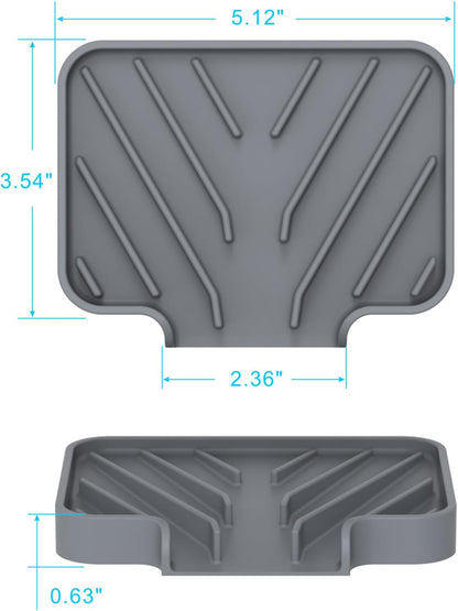 Sponge Holder for Kitchen Sink, Dish Sponge Holder & Soap Tray with Drain, Bathroom Sink Sponge Drying Rack & Perfect Organizer for Dispenser,Bottle,Cup on Sinks or Counter(8"x 4"Gray)