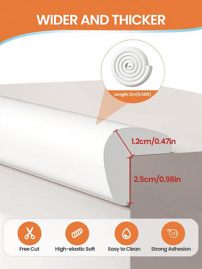 16.4FT L-Shape Baby Corner Protector Guards, Pre-Taped, 0.47''Thick | Edge Safety Bumpers for Furniture & Sharp Table Corners, with 10 Corners, Waterproof Soft Foam Adhesive Guard Cushion, White