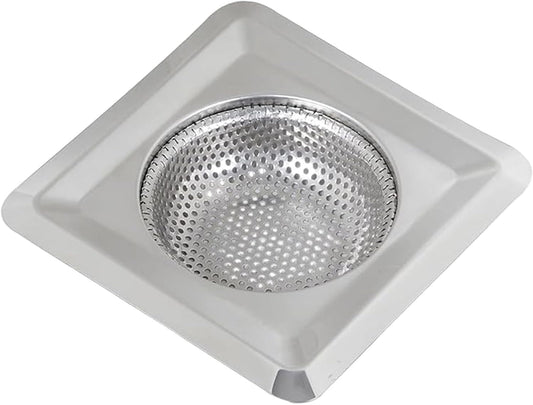 4.3 Inch Square Stainless Steel Sink Strainer Basket, Fine Mesh Drain Hair Catcher & Food Debris Filter for Kitchen, Bathroom & Utility Sink