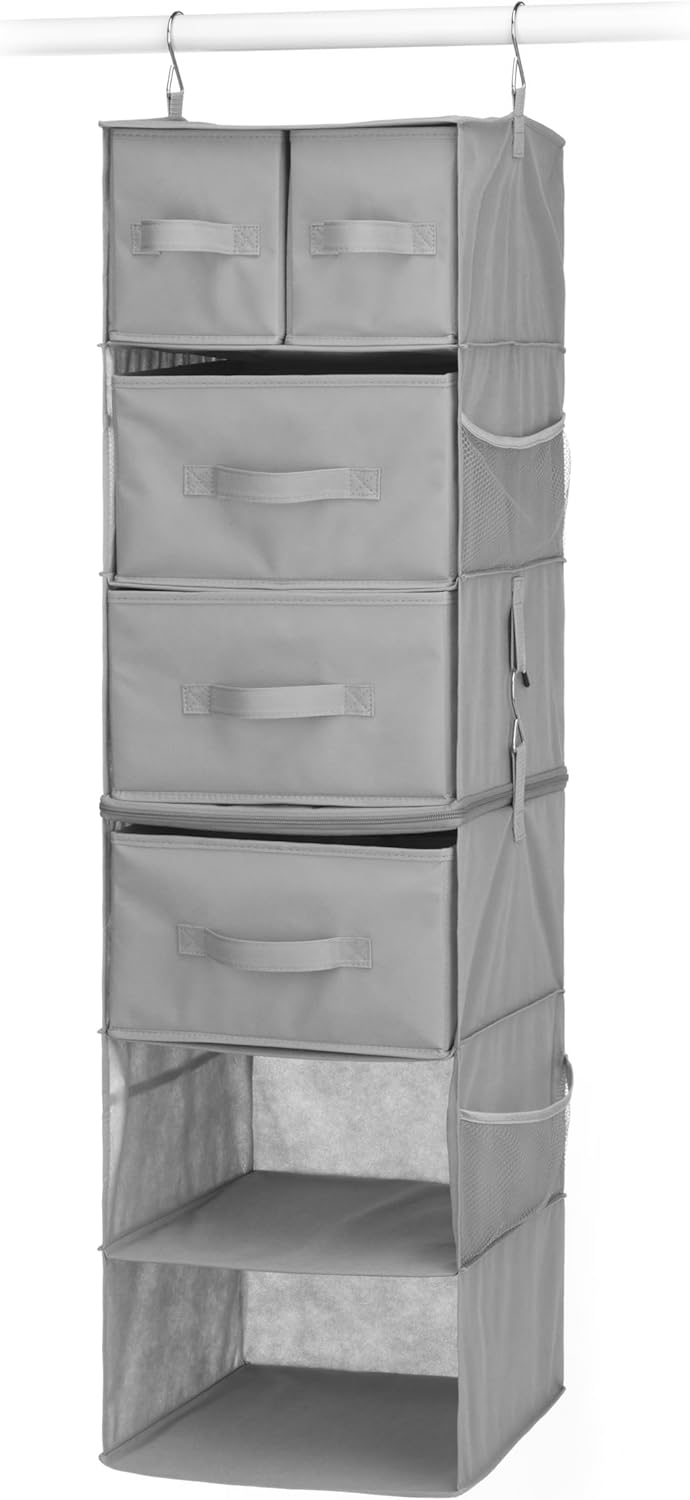 Whitmor 5 Section Closet Organizer - Hanging Shelves with Sturdy Metal Frame