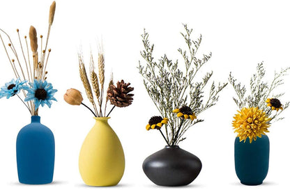Small Ceramic Vase Decorative, Set of 4 Flower Bud Vases