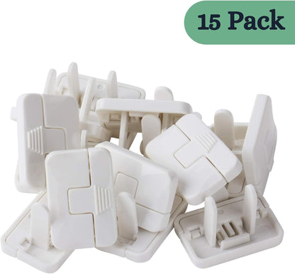 Bates Outlet Covers Baby Proofing - 15 Pack, 2 Prongs, Child Proof Plug Covers for Childproofing