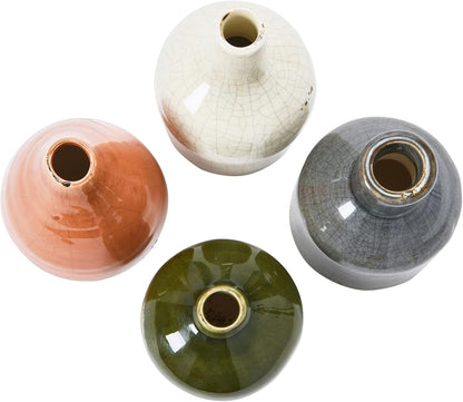 Creative Co-Op Blue & Ivory Terracotta Vases (Set of 4 Sizes)