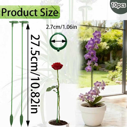 10Pcs Plant Stakes, 11Inch Garden Green Plant Support Stakes for Indoor and Outdoor Plants, Potted Plants, Flowers Orchid Peony