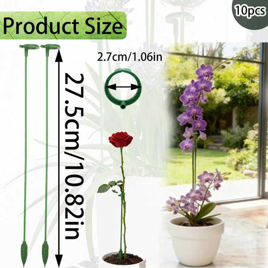 10Pcs Plant Stakes, 11Inch Garden Green Plant Support Stakes for Indoor and Outdoor Plants, Potted Plants, Flowers Orchid Peony