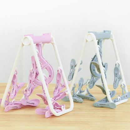 ZACI 2 Pack Clothes Drying Rack,12 Clips Laundry Drying Rack Folding Sock and Underwear Plastics Hanger