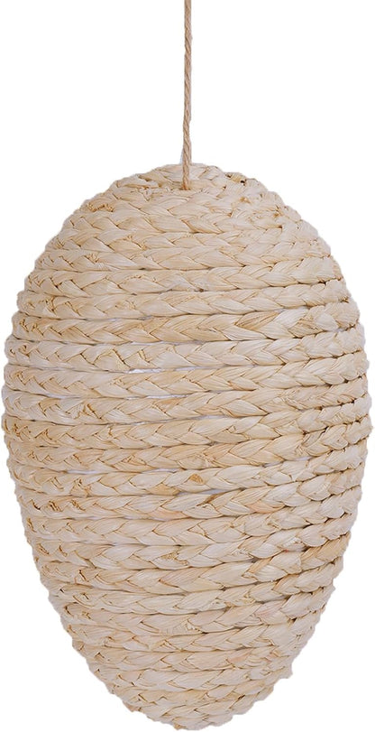 Brownlily Woven Corn Husk Wasp Nest - Sturdy Foam Core Holds Shape, Waterproof Hanging Hornet Deterrent for Patio, Garden, Porch - Rope Woven