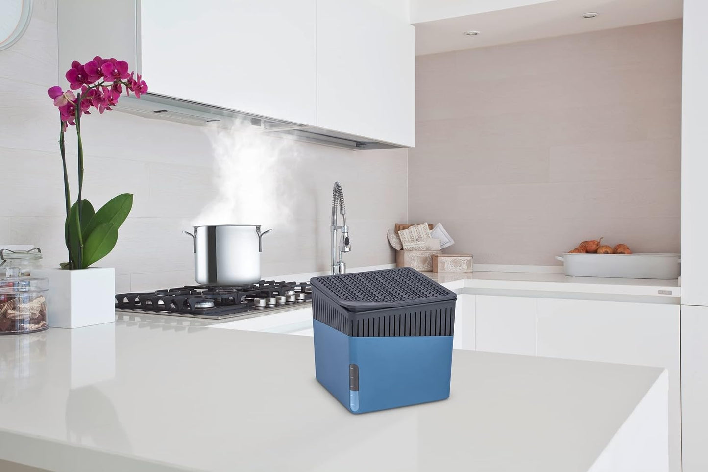 WENKO Dehumidifier Small, Portable, Compact and Rechargeable, Moisture Absorber for Bathroom, Bedroom, Garage, Closet, 2800 Cubic Feet, 2.2lbs, White, 6.18 x 6.5 x 6.5, 2.2 lbs