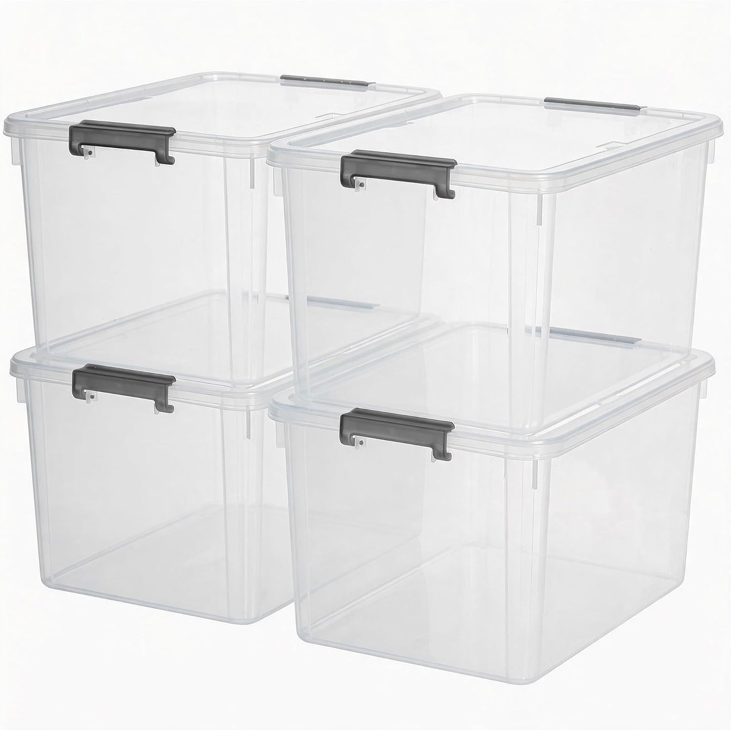 Citylife 57 QT Plastic Storage Bins with Double-Opening Lids, Storage Containers for Organizing, Large Clear Storage Box for Closet, Blankets, 2 Packs
