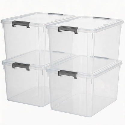 Citylife 57 QT Plastic Storage Bins with Double-Opening Lids, Storage Containers for Organizing, Large Clear Storage Box for Closet, Blankets, 2 Packs