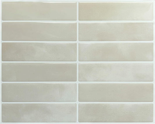 Peel and Stick Backsplash Tiles – Easy DIY Self-Adhesive Subway Wall Tiles, 10 Pack for Kitchen & Bathroom, 11.42'' x 9'' (White Grey)