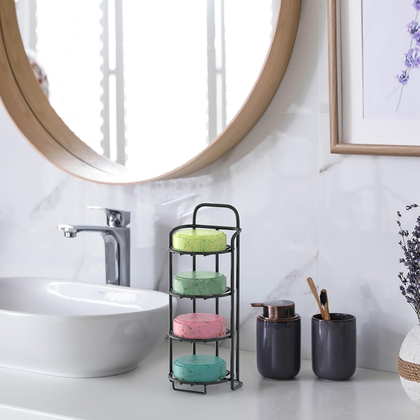 Yoshiky 3-Tier Shower Soap Shampoo Bar Holder, Self Adhesive & Freestanding Draining Bathroom Soap Dish Caddy for Bathroom Wall Accesories Decor