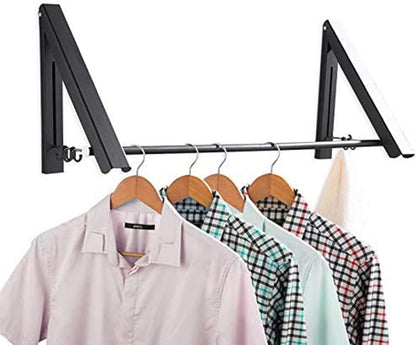IN VACUUM Clothes Drying Rack, Laundry Racks for Drying Clothes, Wall Mounted Retractable Clothes Hanger for Laundry Room, Garage, Indoor & Outdoor Use, Aluminum (1 Racks, Black)