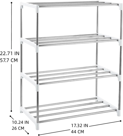 3-Tier Stackable Small Shoe Rack, Lightweight Shoe Shelf Storage Organizer for Entryway, Hallway and Closet(Black)