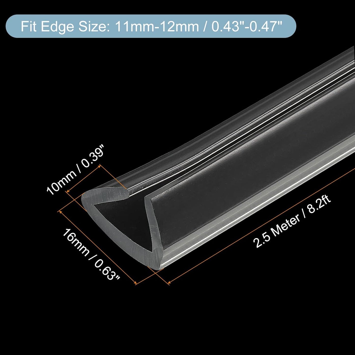 uxcell U Channel Edge Trim, 4.9ft Length Soft Rubber Guard Seal Strip Edge Protector Fit for 1-2mm Edge, (9/32" W x 5/32" H) Clear