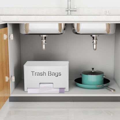 STWWO Large Trash Bag Holder Dispenser, Metal Garbage Bag Dispenser Roll Holder, Kitchen Trash Storage Organizer for Under Sink, Wall Mounted or Freestanding, Black