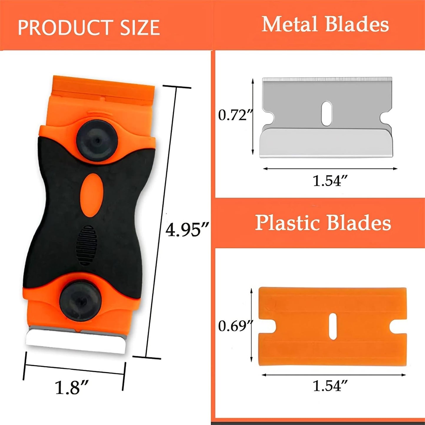 Razor Blade Scraper Tool Kit - 2Pack Razor Scrapers & 20Pcs Extra Blades | Plastic Paint Scraper Tool, Razor Scraper Tool for Glass Top Stove, Paint Scrappers for Cleaning Window, Cooktop, Oven, Floor