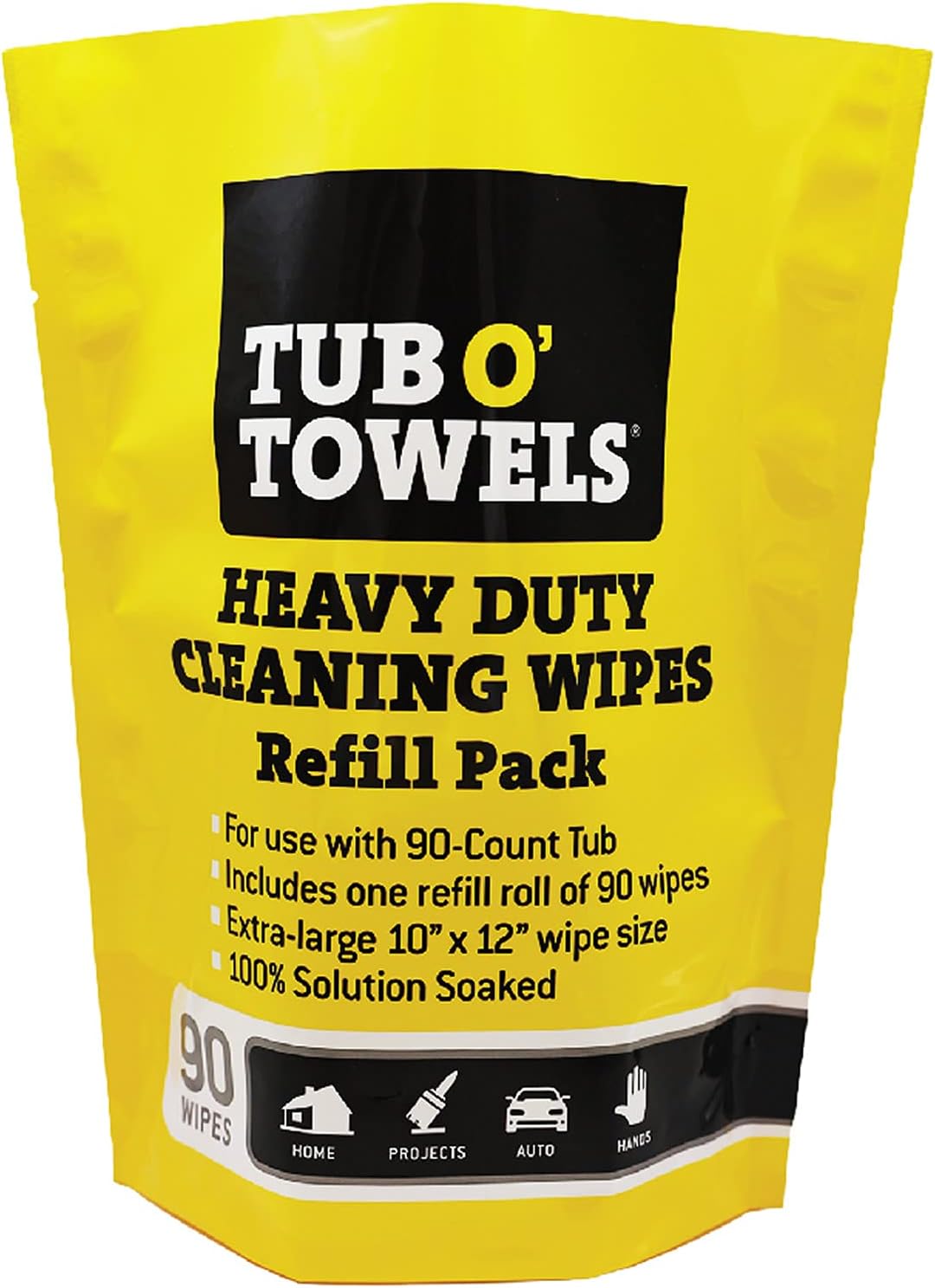 Tub O' Towels Heavy-Duty Multi-Surface Cleaning Wipes, 7" x 8", 40 Count Canister, Removes Grease, Grime, and Tough Stains, Durable Disposable White Wipes for Home, Garage, and Outdoor Cleaning Tasks | industrial-disposable-wipes