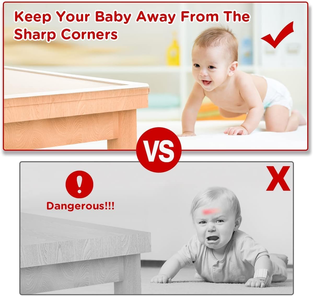HOMREALM Baby Proofing16.4ft Long (2.75" Wide) Corner Guards Furniture Corner & Edge Safety Bumpers Corner Covers Protectors Baby Proof Bumper & Cushion to Cover Sharp Furniture & Table Edges