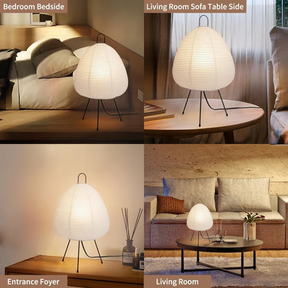 Japanese Paper Lamp,Noguchi Style Table Light,Japanese Decor Rice Paper Lantern Lamp,Handmade Akari Floor Light,White Cozy Japandi Style LAMP for Living Room,Bedside(Noguchi desklamp)