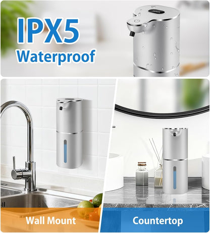 Automatic Foaming Soap Dispenser with Digital Display, 6-Level Foam Adjustable, Rechargeable, 12.8oz/ 380ml Wall Mounted Touchless Hands Free Auto Dispenser for Kitchen, Bathroom, Hotel, Restaurant