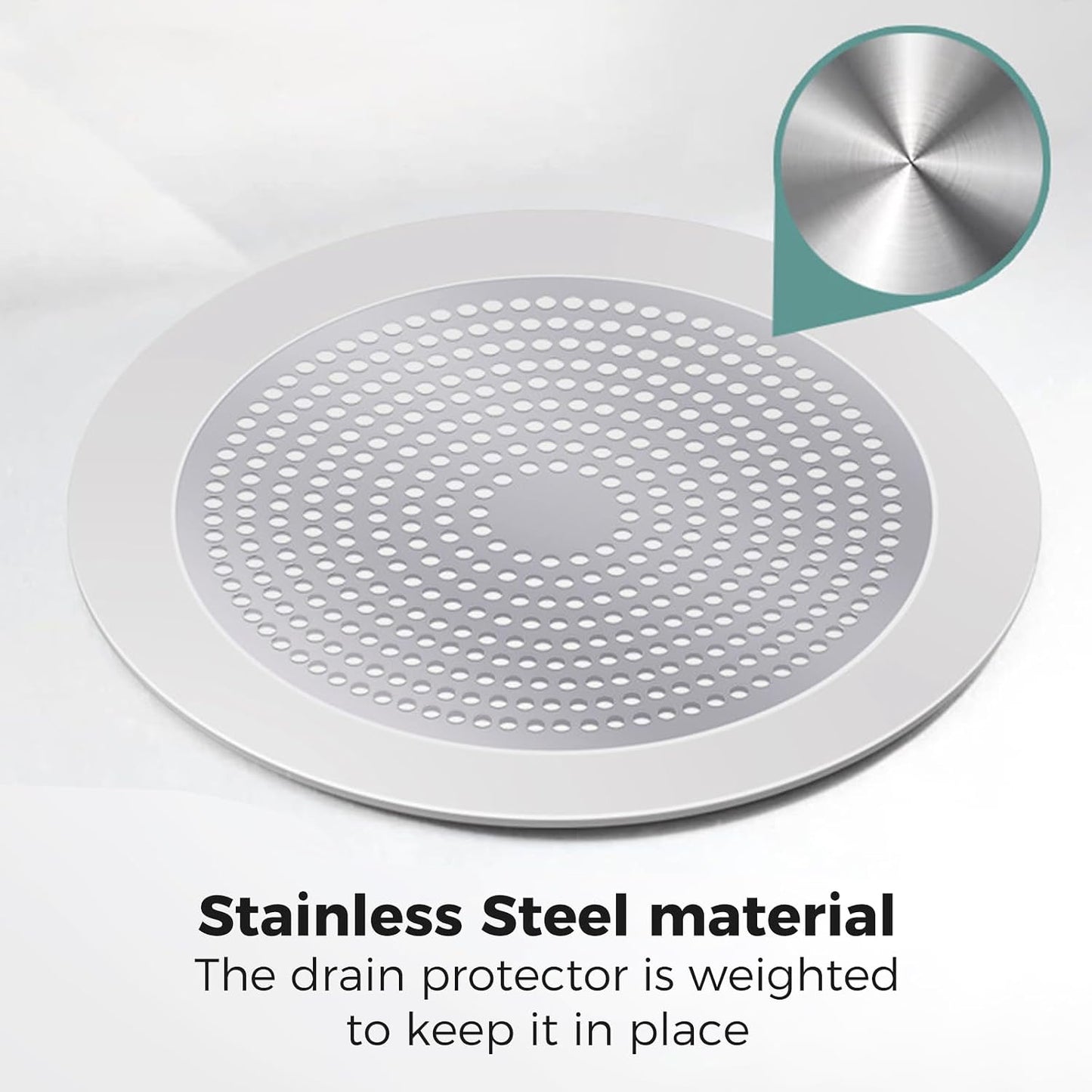 Shower Hair Drain Catcher - Stainless Steel, 5.7in Wide Rim for Robust Bathtub Adhesion, Easy Maintenance, Prevents Clogs, Perfect for Homeowners, Renters, Parents, Pet Owners