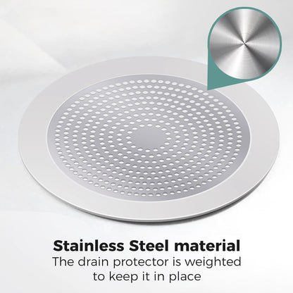 Shower Hair Drain Catcher - Stainless Steel, 5.7in Wide Rim for Robust Bathtub Adhesion, Easy Maintenance, Prevents Clogs, Perfect for Homeowners, Renters, Parents, Pet Owners