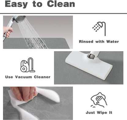 TYUU Bath Mat, Bathroom Rugs Non Slip Washable Thin Absorbent Quick Dry Bath Mat Fits Under Door Bathroom Floor Mat Perfect for Bath, Shower, or Sink 16"x24" Dark Grey