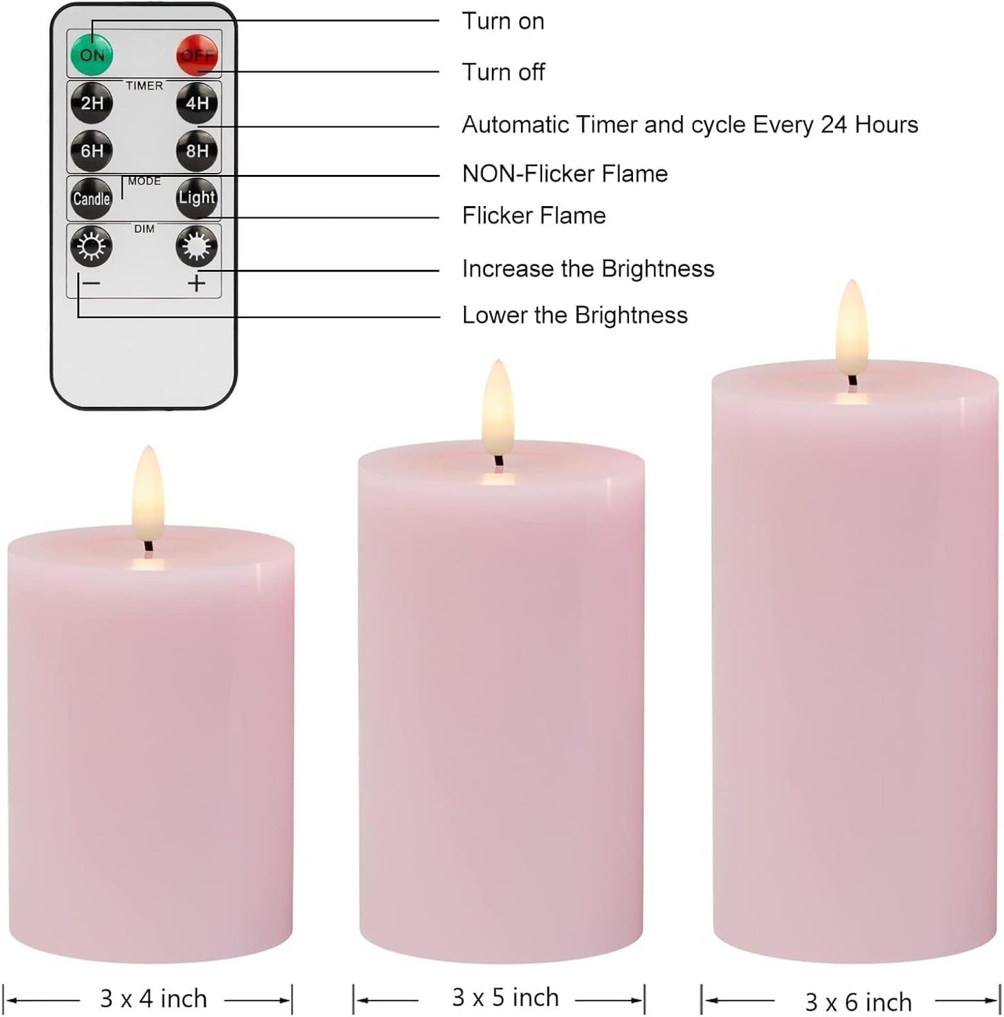ANGELLOONG Flickering Flameless Candles, Realistic Battery Operated Candles with Remote and Timer, Set of 3 LED Candles for Room Fall Home Wedding Decor Centerpieces Table Party Valentines Decorations