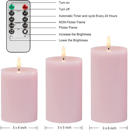 ANGELLOONG Flickering Flameless Candles, Realistic Battery Operated Candles with Remote and Timer, Set of 3 LED Candles for Room Fall Home Wedding Decor Centerpieces Table Party Valentines Decorations