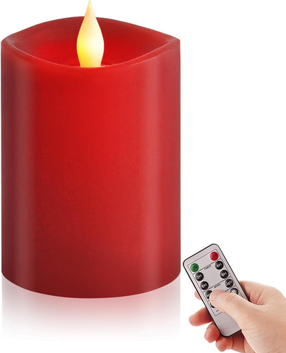 3x3 Flickering Flameless Candles Set of 2, 2AA Battery Life 600 Hours Battery Candles Flickering with Timer,3 inch Flameless Candles with Remote for Indoor/Outdoor, Ivory