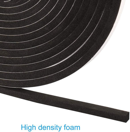 Seal Foam Tape,1/2 Inch W x 1/8 Inch T Weather Stripping for Door and Window,High Density Single Sided Closed Cell Door Insulation Weather Strip, 3 Rolls Total 50FT Black