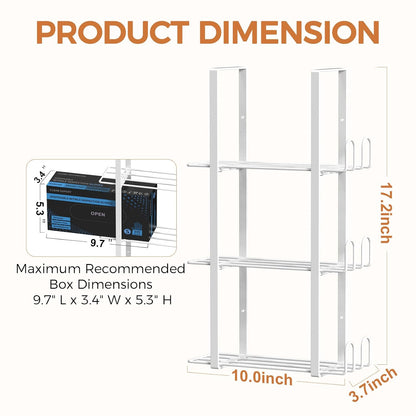Glove Holder Dispenser for Wall Mount, Black Metal Disposable Latex Gloves Holder for Lab, Wall-Mounted Triple Rubber Box Holder, Tissue Rack for Kitchen and Garage