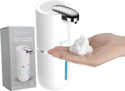 Automatic Touchless Foam Soap Dispenser - USB-C Rechargeable Foaming Soap Pump, IPX5 Waterproof for Bathroom & Kitchen, 12.8oz, Wall Mount or Countertop (Black)