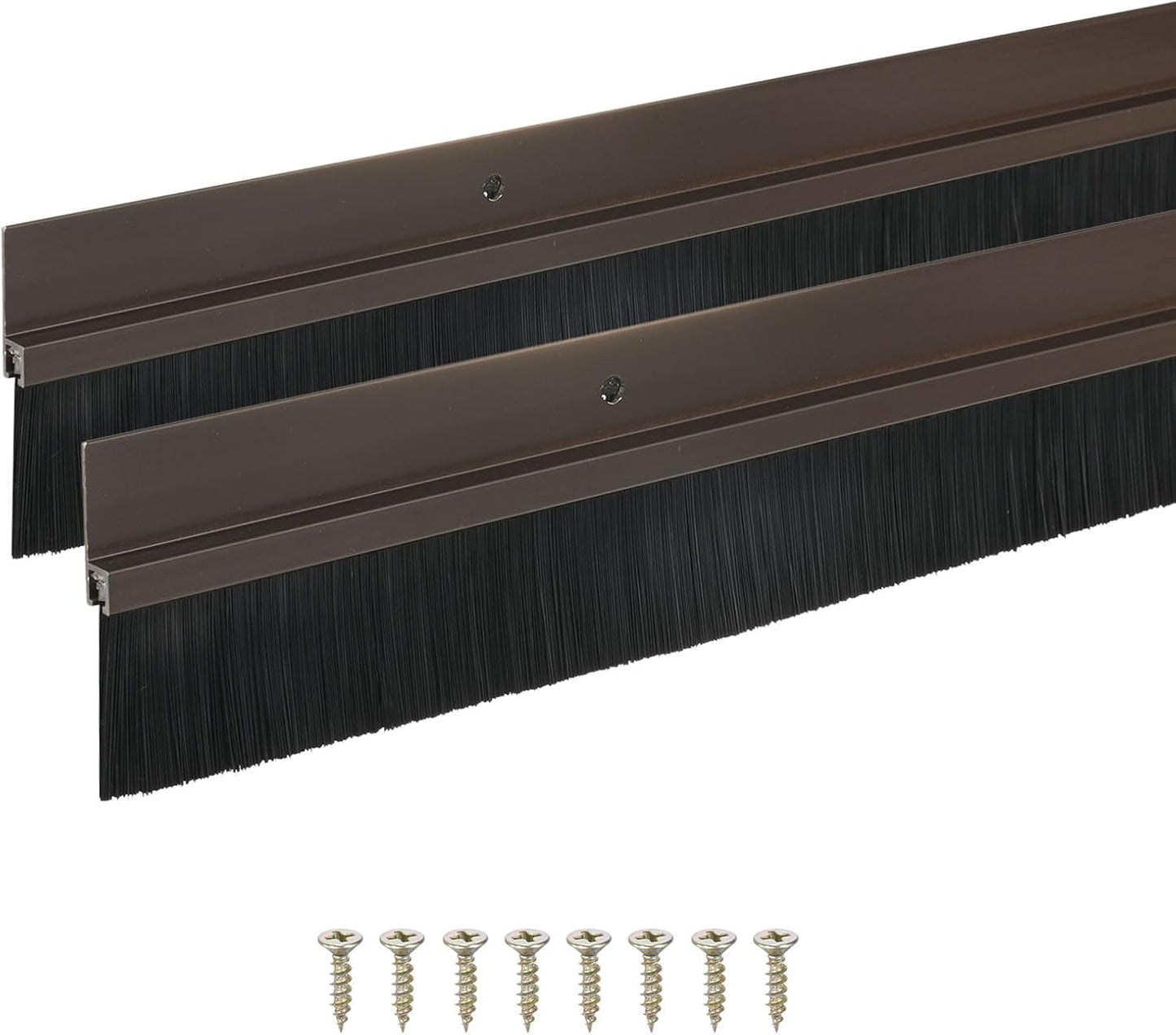 M METERXITY 2Pack Door Sweep - 39" Door Bottom Brush Heavy Duty Seal Draft Stopper Aluminum Base with 50mm Brush, Adhesive/Screw Installation for Interior/Exterior/Garage/Sliding Doors, Black