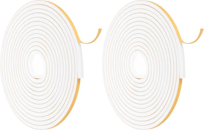 MECCANIXITY Weather Door Seal Strip Tape, Door Insulation Stripping Single Side Strong Self Adhesive Foam Tape Gap Filler for Door, Window, 1/4 Inch x 1/16 Inch x 32 Feet White 2 Pack