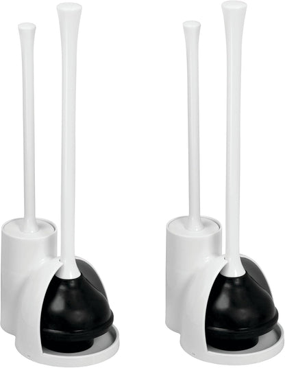 iDesign Compact Toilet Brush and Plunger Set, Gray | Bathroom Cleaning, Storage